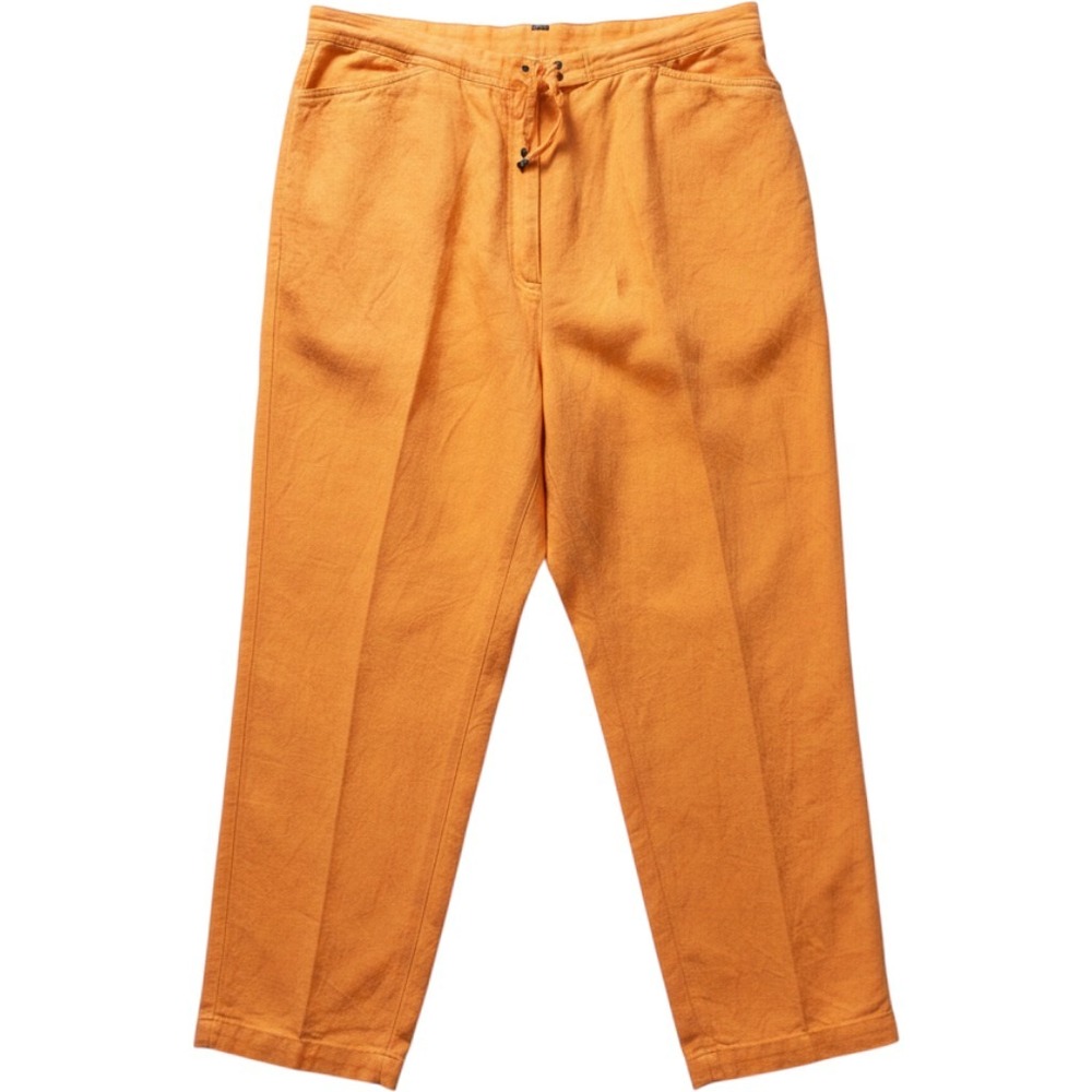 Talbots Womens Orange Irish Linen Blend Lace Up Waist Straight Leg Pants Size 18